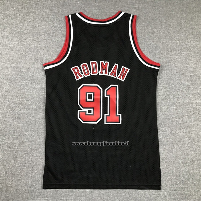 Maglia Bambino Chicago Bulls Dennis Rodman #91 Mitchell & Ness 1997-98 Nero